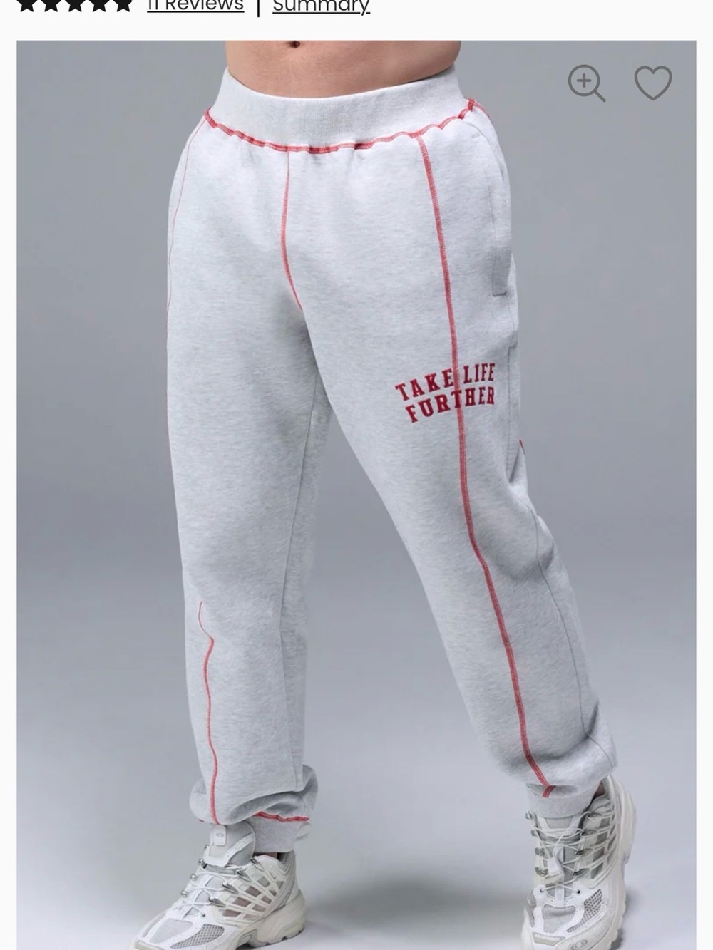 Tlf Men's Light Gray Sweatpants with Red Stitching and 'Take Life Further' Print